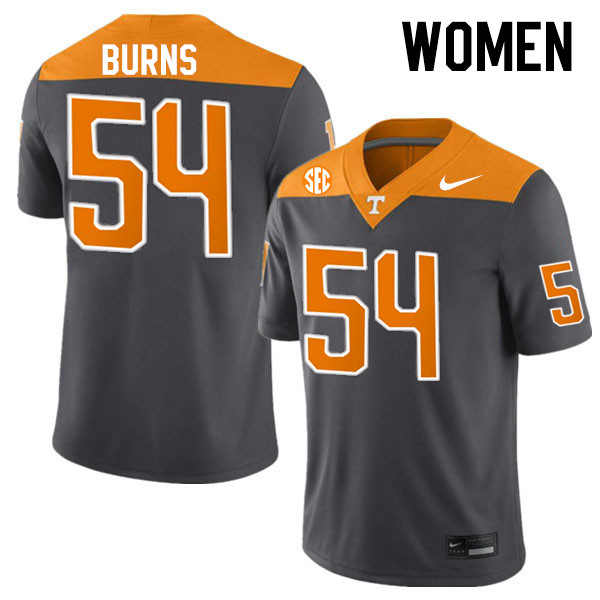 Women #54 Jordan Burns Tennessee Volunteers College Football Jerseys Stitched-Anthracite